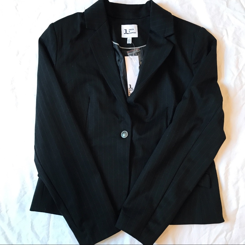 NWT Jules & Leopold black pinstripe blazer, large
